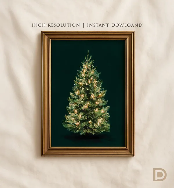 Classic Christmas Tree Vintage Holiday Art Print
