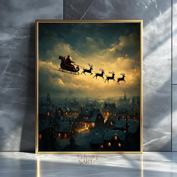 Santas Sleigh Home Decor Poster Print
