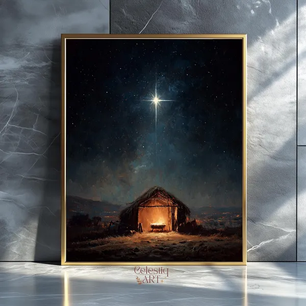 Christmas Manger Nativity Scene Art Print
