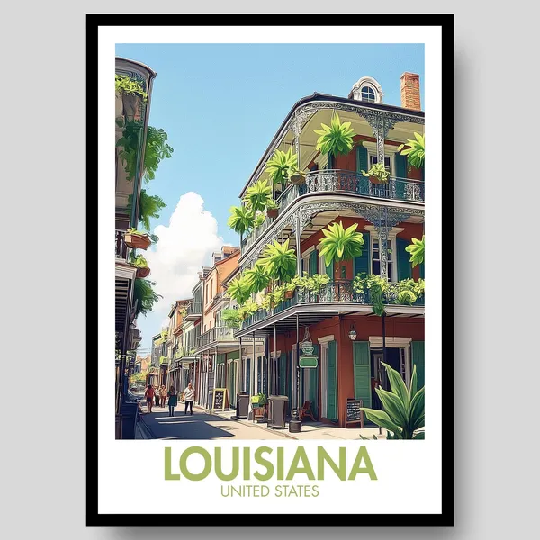 Louisiana New Orleans Travel Poster Art Print