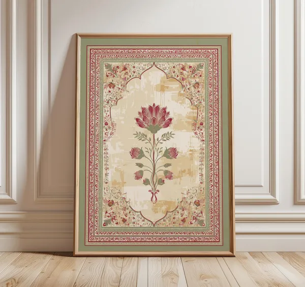 Mughal Floral Arch Poster, Jaipur Palace Heritage