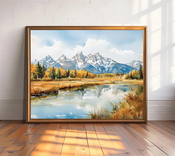 Grand Teton National Park Watercolor Gift Poster