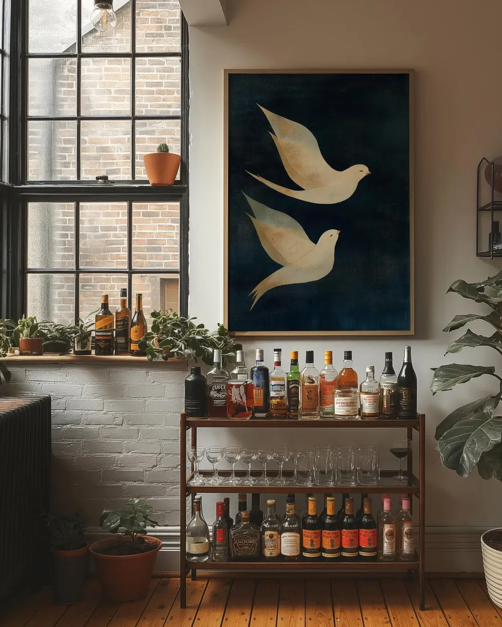 Doves in Midnight Flight Art Print