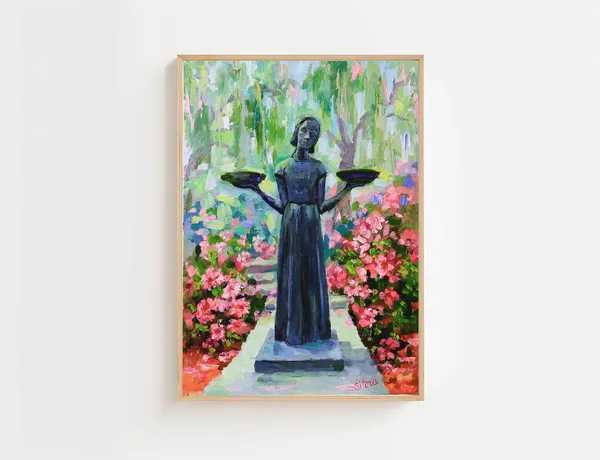 Savannah Bird Girl Statue Art Print