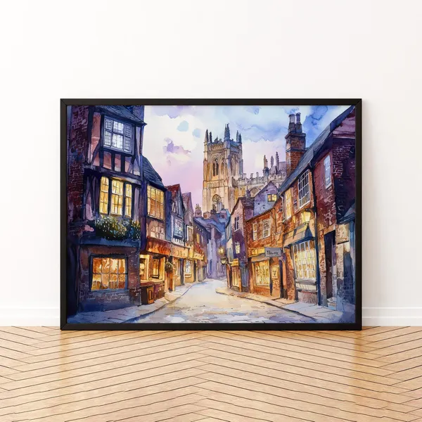 York England The Shambles York Minster Dusk Watercolor Poster
