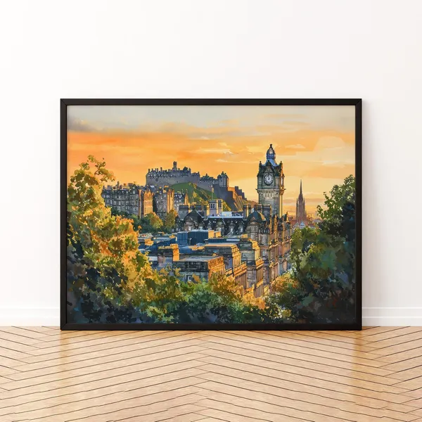 Edinburgh Castle Scotland Watercolor Travel Poster