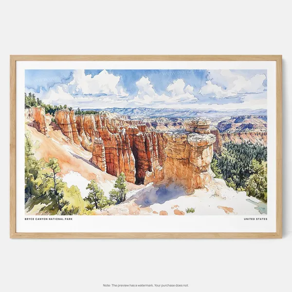 Bryce Canyon National Park Watercolor Art Print