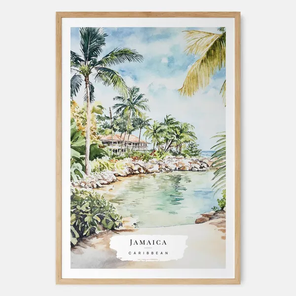 Jamaica Watercolor Travel Gift Poster