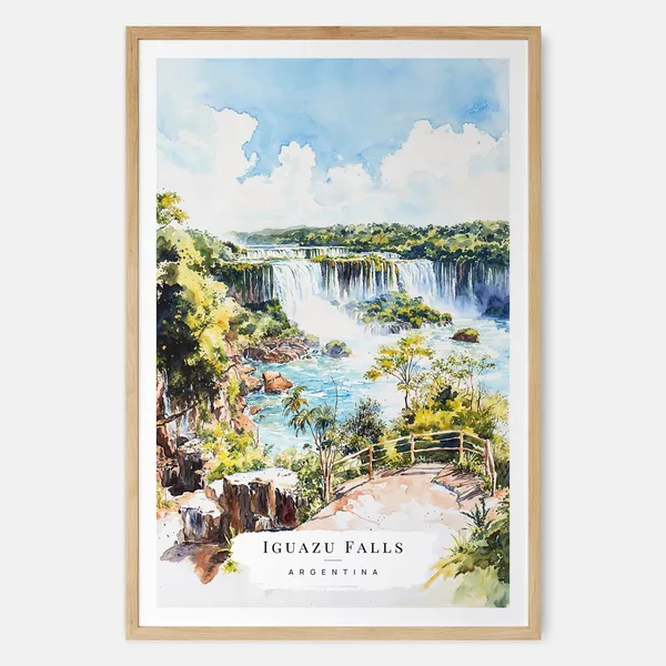 Iguazu Falls Watercolor Art Print, Argentina Travel Decor
