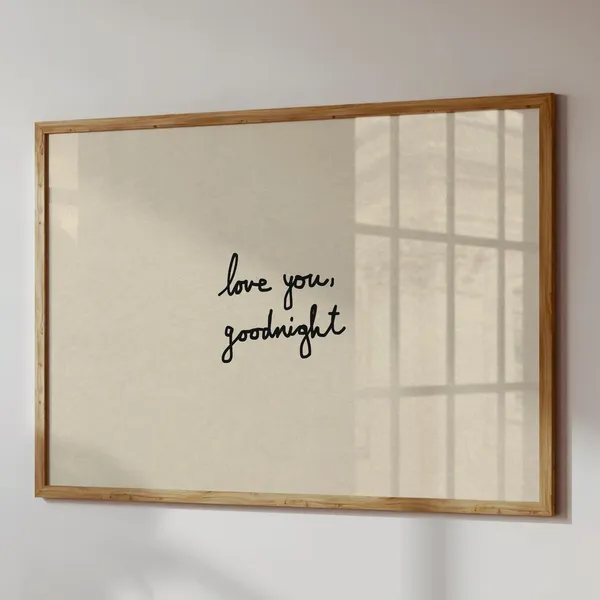 Love You Goodnight Poster, Bedroom Decor