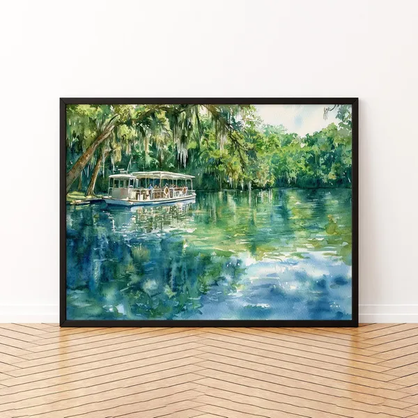 Silver Springs State Park Watercolor Travel Poster
