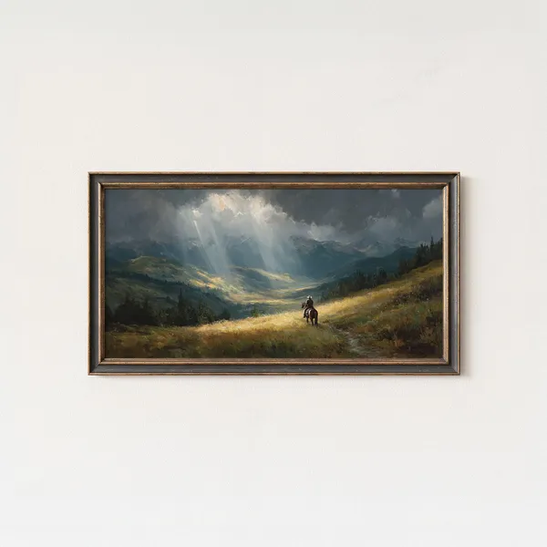 Cowboy Mountain Valley Art Print, Western Landscape