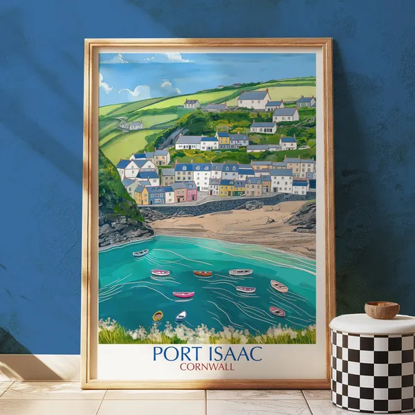 Port Isaac Coastal Village Art Print, Cornwall