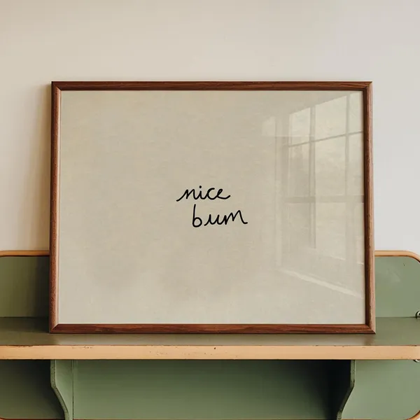 Nice Bum Funny Bathroom Wall Art, Horizontal Poster Print