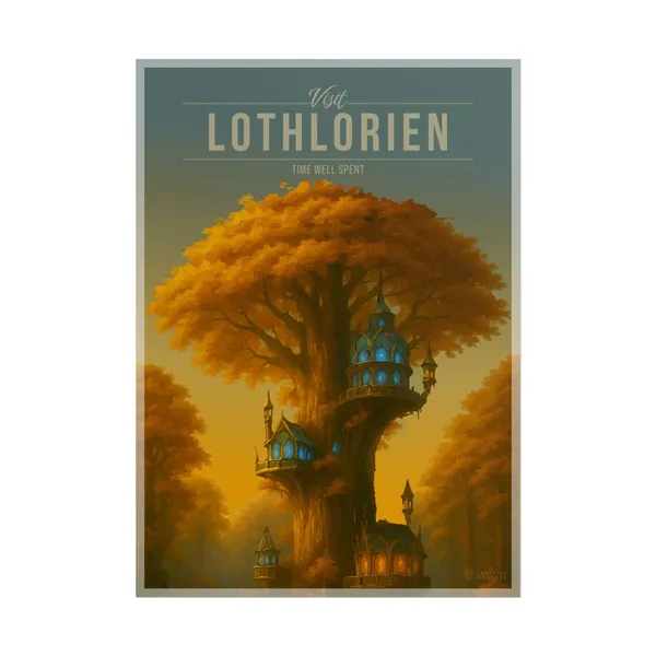 Lothlorien Travel Poster, Scenic Fantasy Art Print