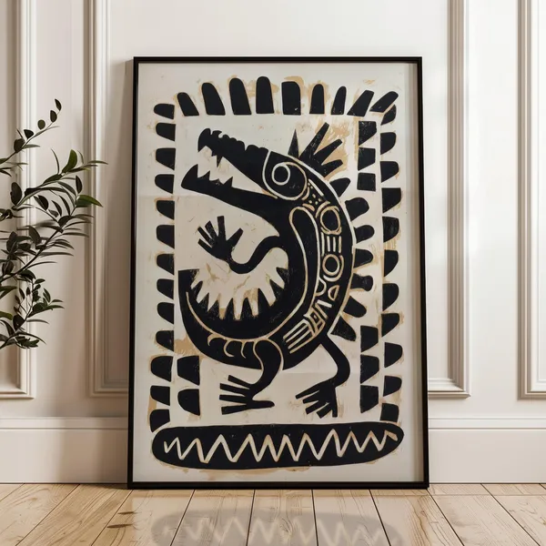 Traditional Mexican Crocodile Poster, Folk Art Print