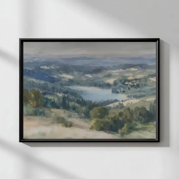 Tranquil Landscape Misty Blue Horizon Art Print
