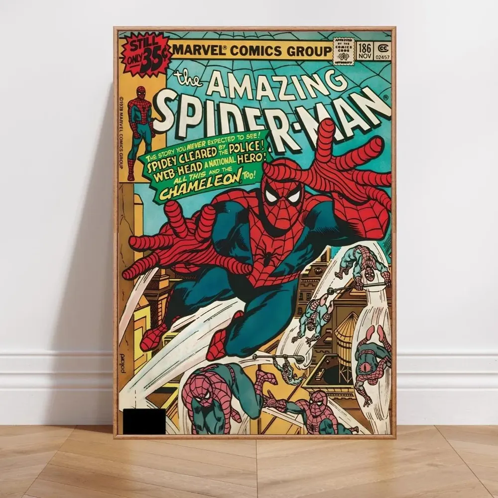 Amazing Spider-Man 186 Retro Marvel Comic Book Cover Art Poster