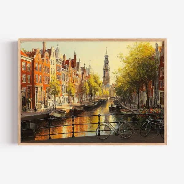 Amsterdam Landscape Oil Painting Travel Poster