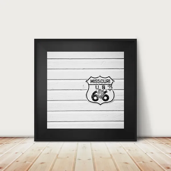 Route 66 Missouri Black And White Travel Poster