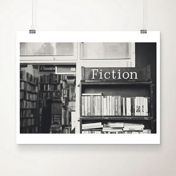 London Bookstore Black And White Photography Art Print