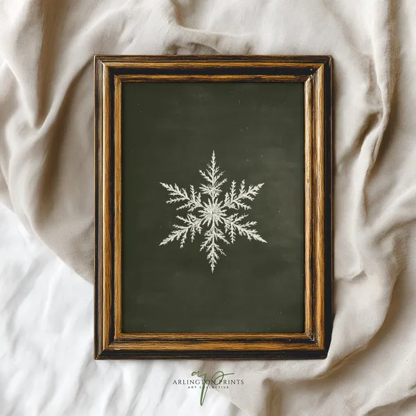 White Snowflake Minimal Christmas Art Print