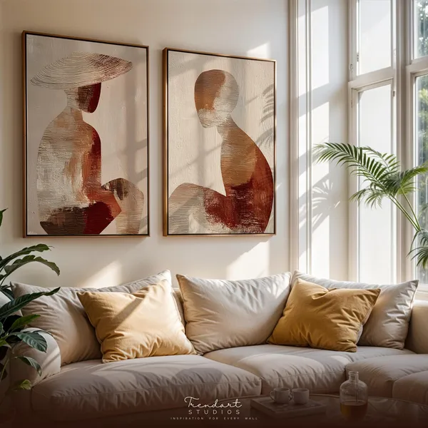 Japandi Wall Art Set of 2, Minimalist Abstract Prints