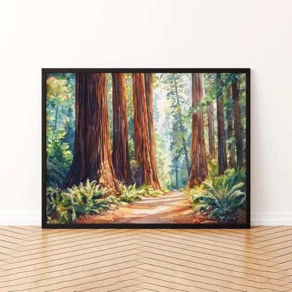 Redwood National Park Forest Painting Poster Print