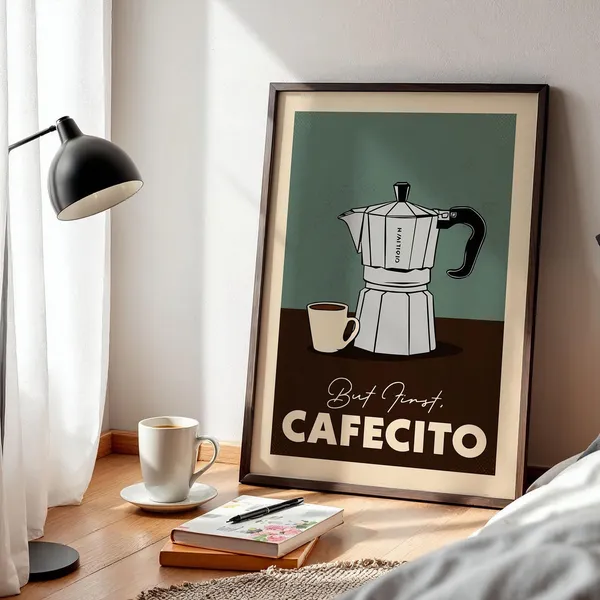 But First Cafecito Spanish Coffee Poster, Vintage