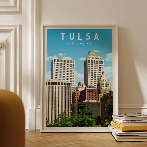 Tulsa Oklahoma Vintage Travel Poster, Art Print