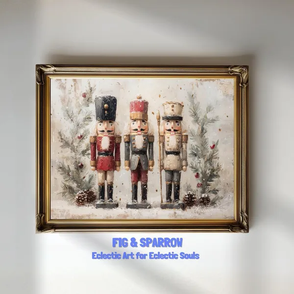 Nutcracker Trio Vintage Christmas Art Print