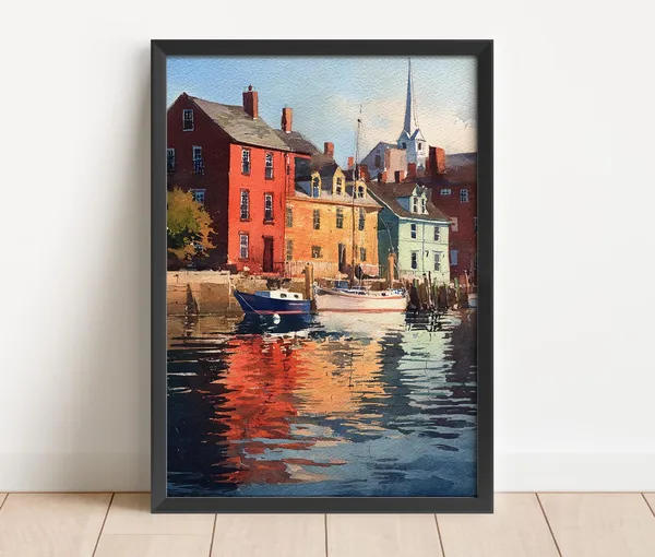 Portsmouth NH Watercolor Travel Print, New Hampshire Decor
