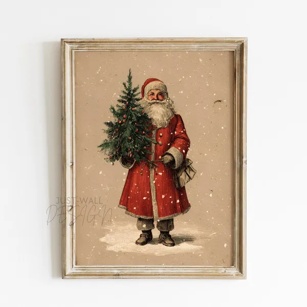 Vintage Santa Christmas Holiday Decor Poster
