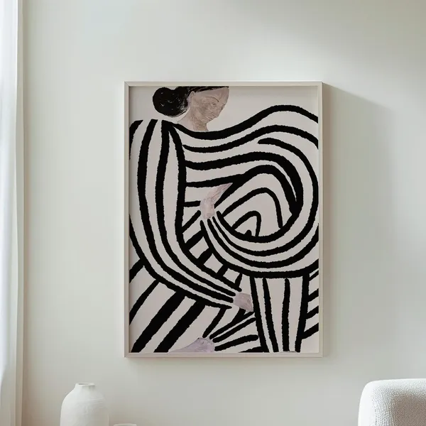 Abstract Black Striped Pattern, Modern Decor Print