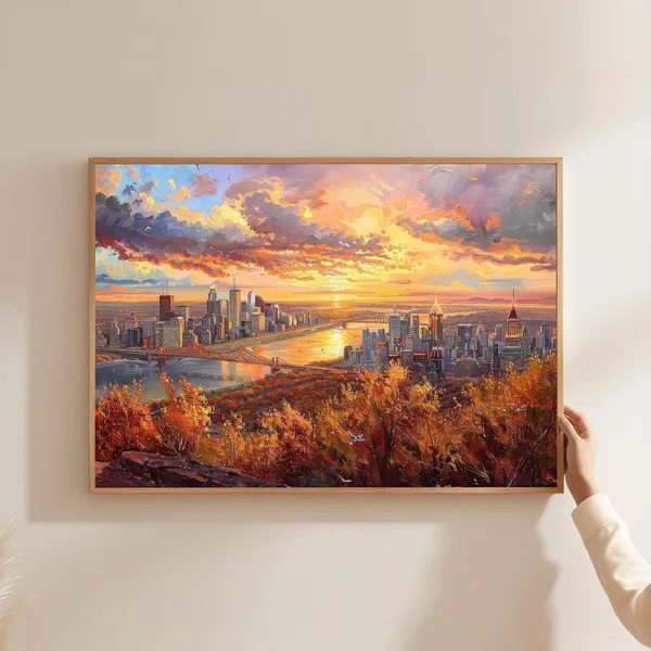 Montreal Skyline Sunset Art Print, Autumn Cityscape