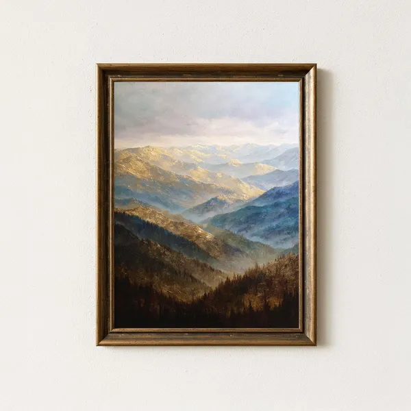Smoky Mountains Sunrise Oil Painting Print
