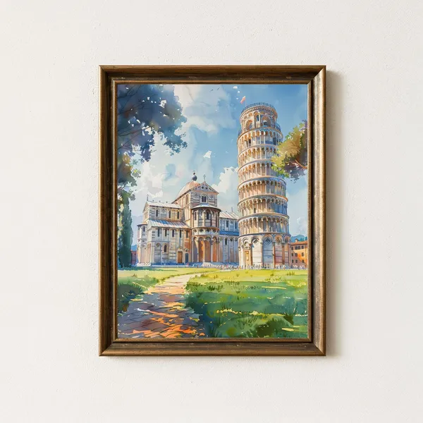 Leaning Tower Of Pisa Watercolor Art Print, Travel Poster