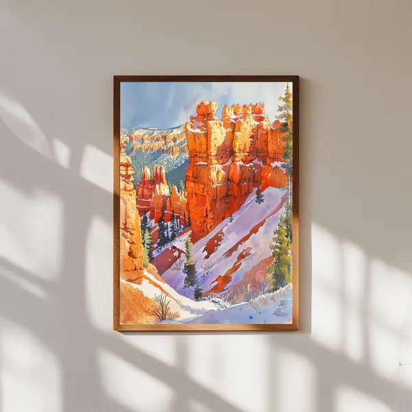 Bryce Canyon Watercolor Art Print, Utah National Park
