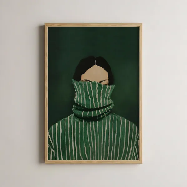 Emerald Green Abstract Woman Art Print, Modern Decor