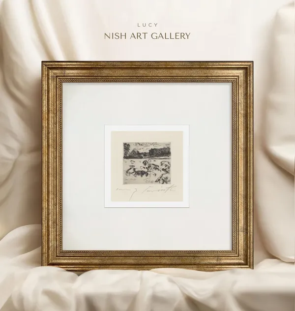 Abstract Sketch Art Print, Gold Foiled Italian Frame