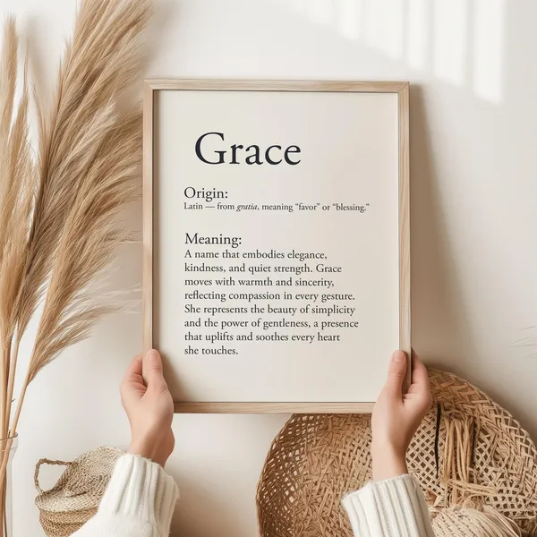Grace Name Meaning Poster, Elegant Typography Gift