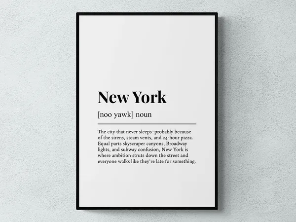 New York Funny Definition USA Gift Art Print