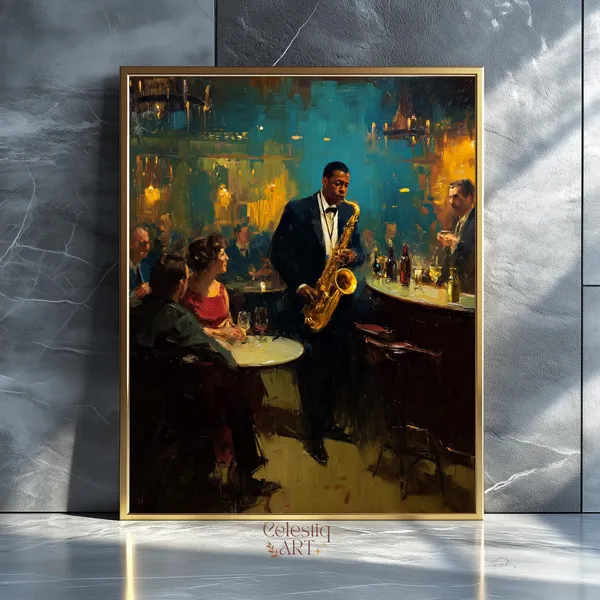 Jazz Saxophone Decor Vintage Retro Music Poster
