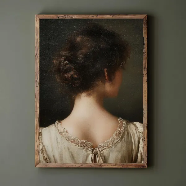 Vintage Woman Portrait Art Print, Romantic Neutral Decor