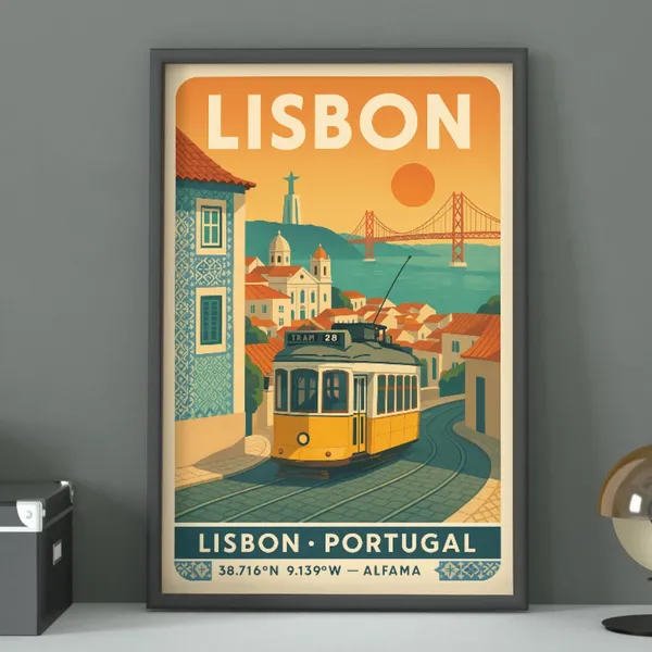 Lisbon Portugal Vintage Travel Poster Art Print