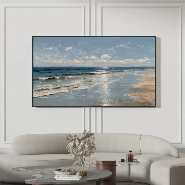 Ocean Calm Seascape Shoreline Impressionist Art Print