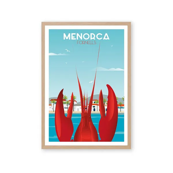 Menorca Fornells Vintage Travel Poster, Lobster