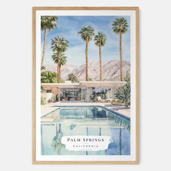 Palm Springs Watercolor Art Print, USA Travel Poster