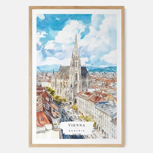 Vienna St Stephens Cathedral Watercolor Art Print