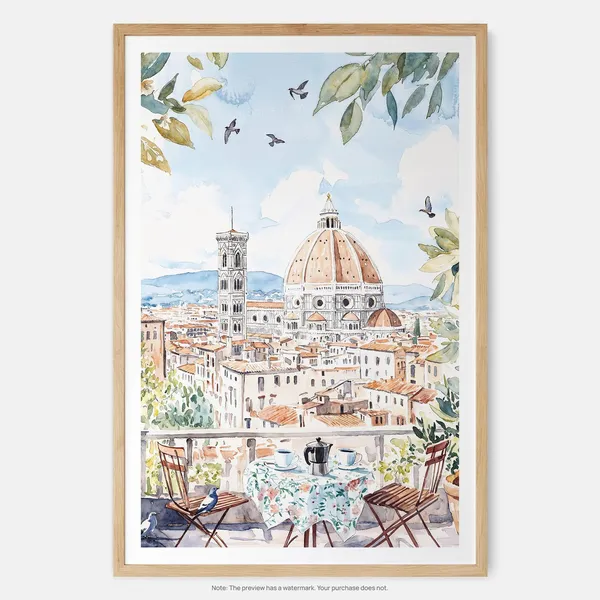 Morning Coffee In Florence Watercolor Art Print